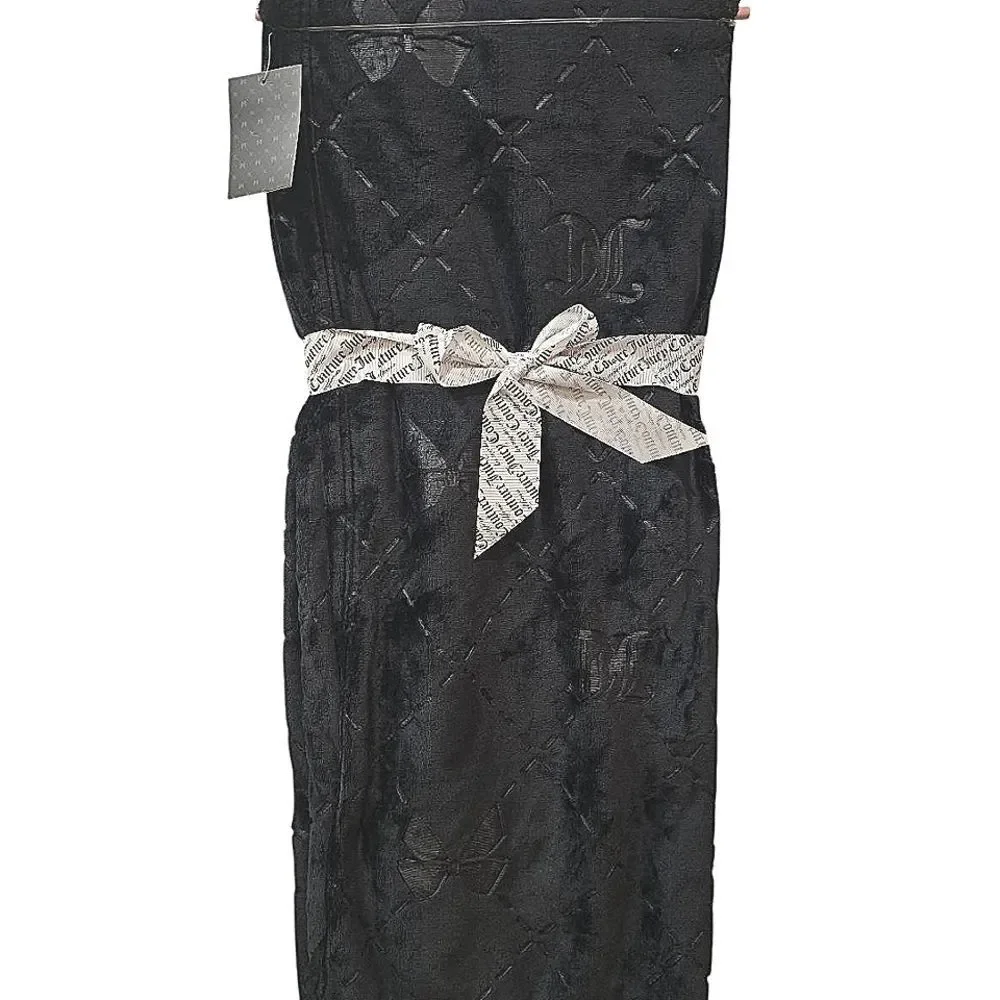 Juicy Couture Home JC Bow Logo Embossed‎ Oversized Throw Blanket- Black